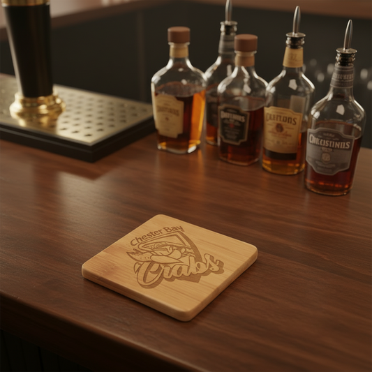 Bamboo Square 6-Coaster Set with Holder