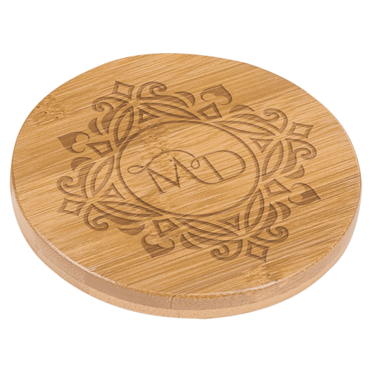 Bamboo Round 6-Coaster Set with Holder
