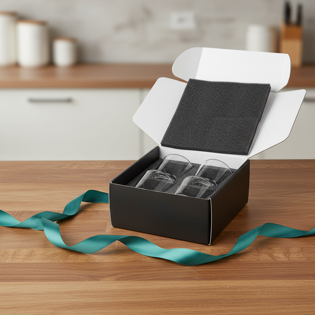 11 oz. Square Rocks Glass Set of 4 in gift box