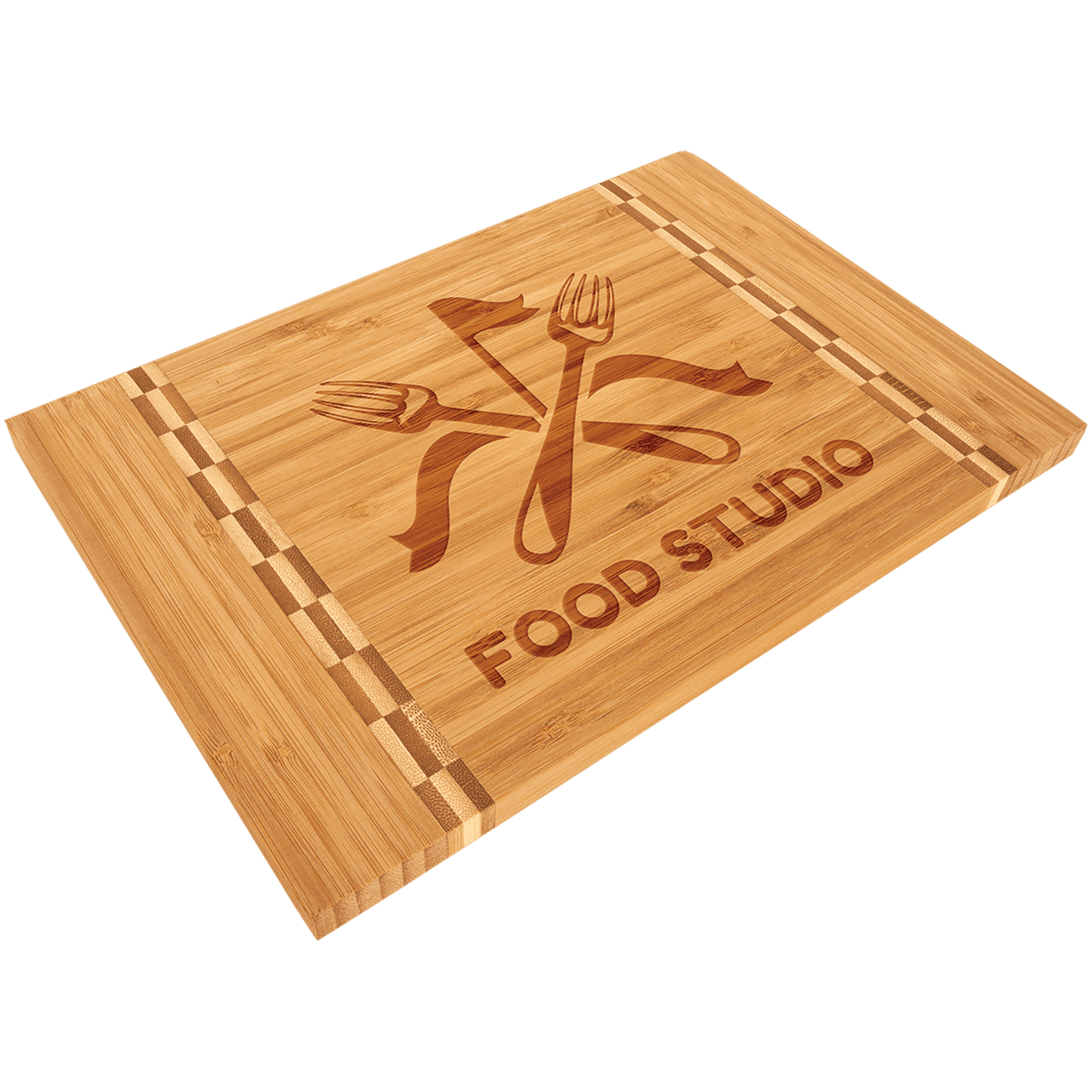 12" x 8 1/4" Bamboo Cutting Board with Butcher Block Inlay