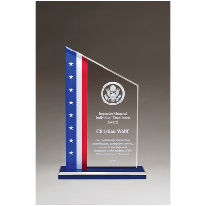Zenith Series Acrylic with American Flag Design, Blue Mirror Top Blue Base