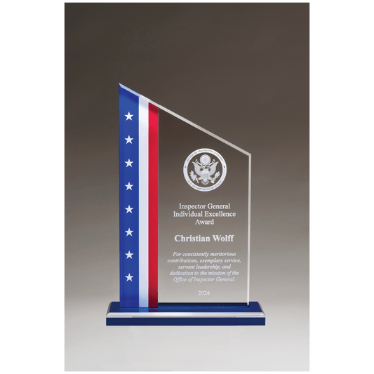 Zenith Series Acrylic with American Flag Design, Blue Mirror Top Blue Base