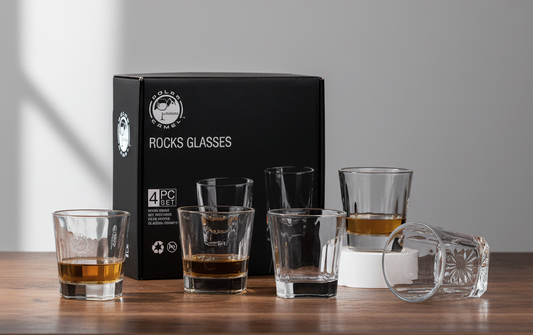 11 oz. Square Rocks Glass Set of 4 in gift box