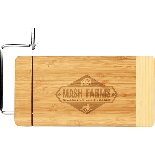 12" x 6" Bamboo Rectangle Cutting Board with Metal Cheese Cutter
