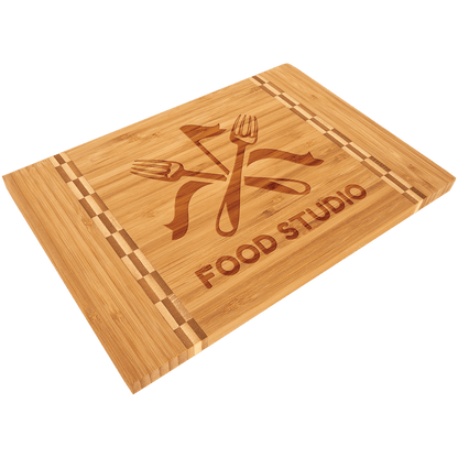 12" x 8 1/4" Bamboo Cutting Board with Butcher Block Inlay