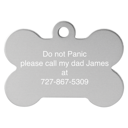 1 1/4" x 3/4" Laserable Anodized Aluminum Bone Pet Tag