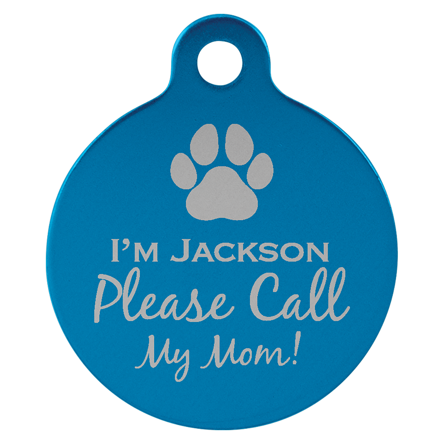 1" Laserable Anodized Aluminum Round Pet Tag with Tab