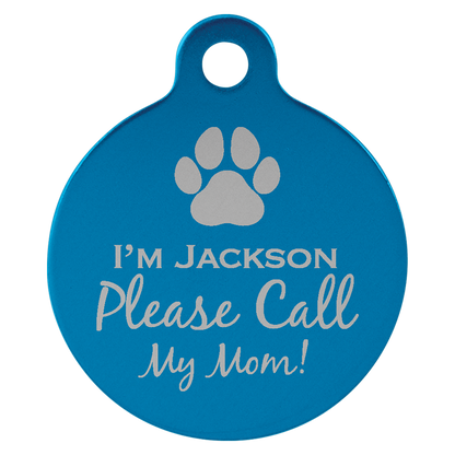 1" Laserable Anodized Aluminum Round Pet Tag with Tab