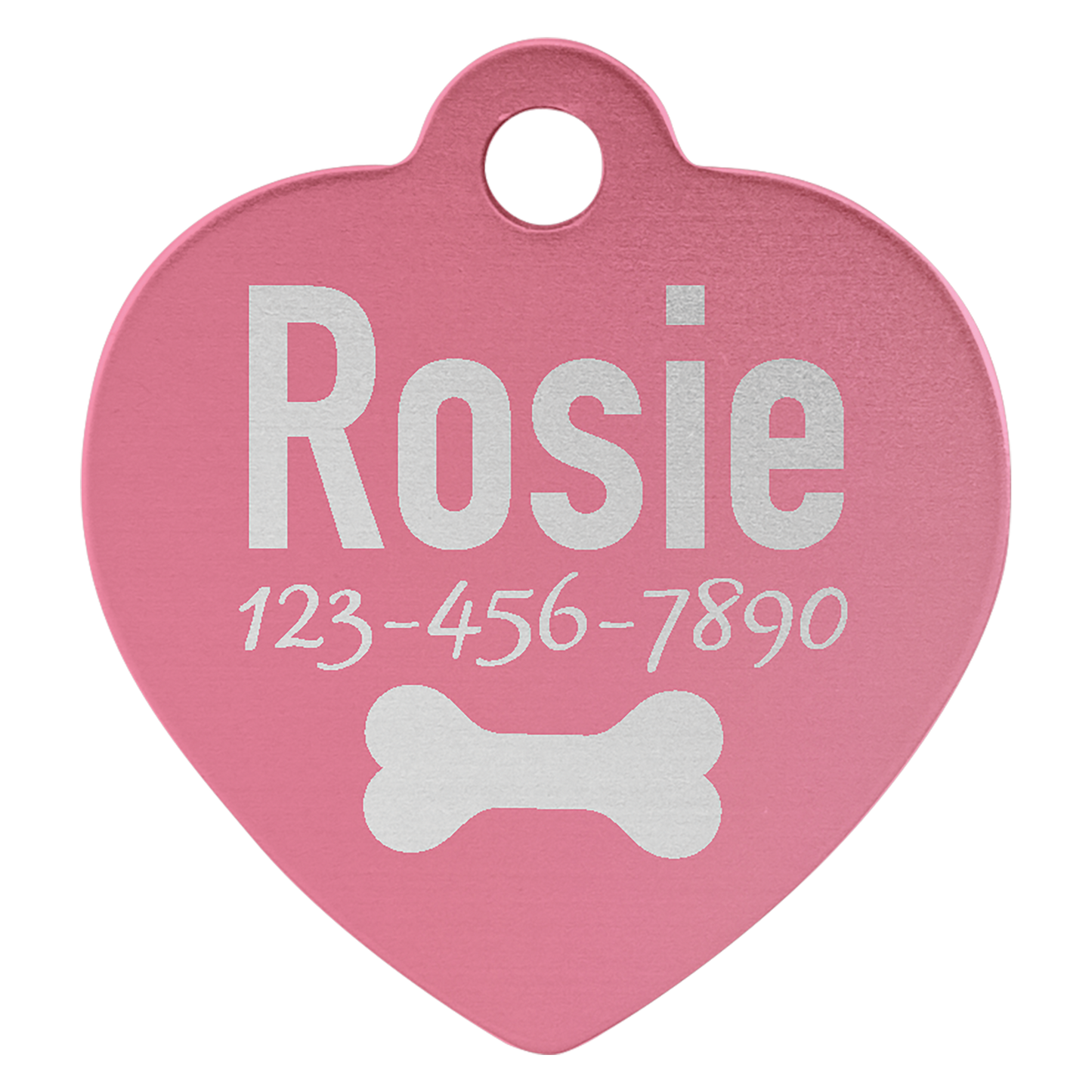 1 1/4" x 1 1/4" Laserable Anodized Aluminum Heart Pet Tag