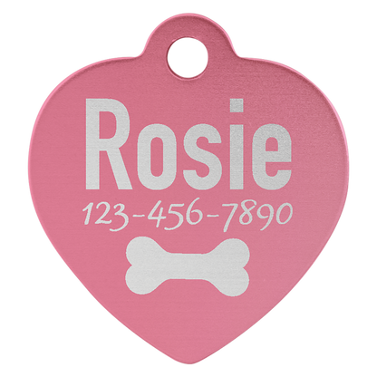 1 1/4" x 1 1/4" Laserable Anodized Aluminum Heart Pet Tag