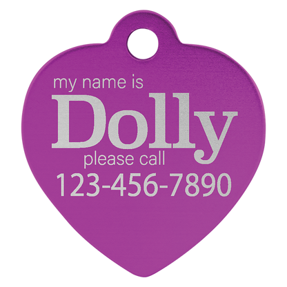 1 1/4" x 1 1/4" Laserable Anodized Aluminum Heart Pet Tag