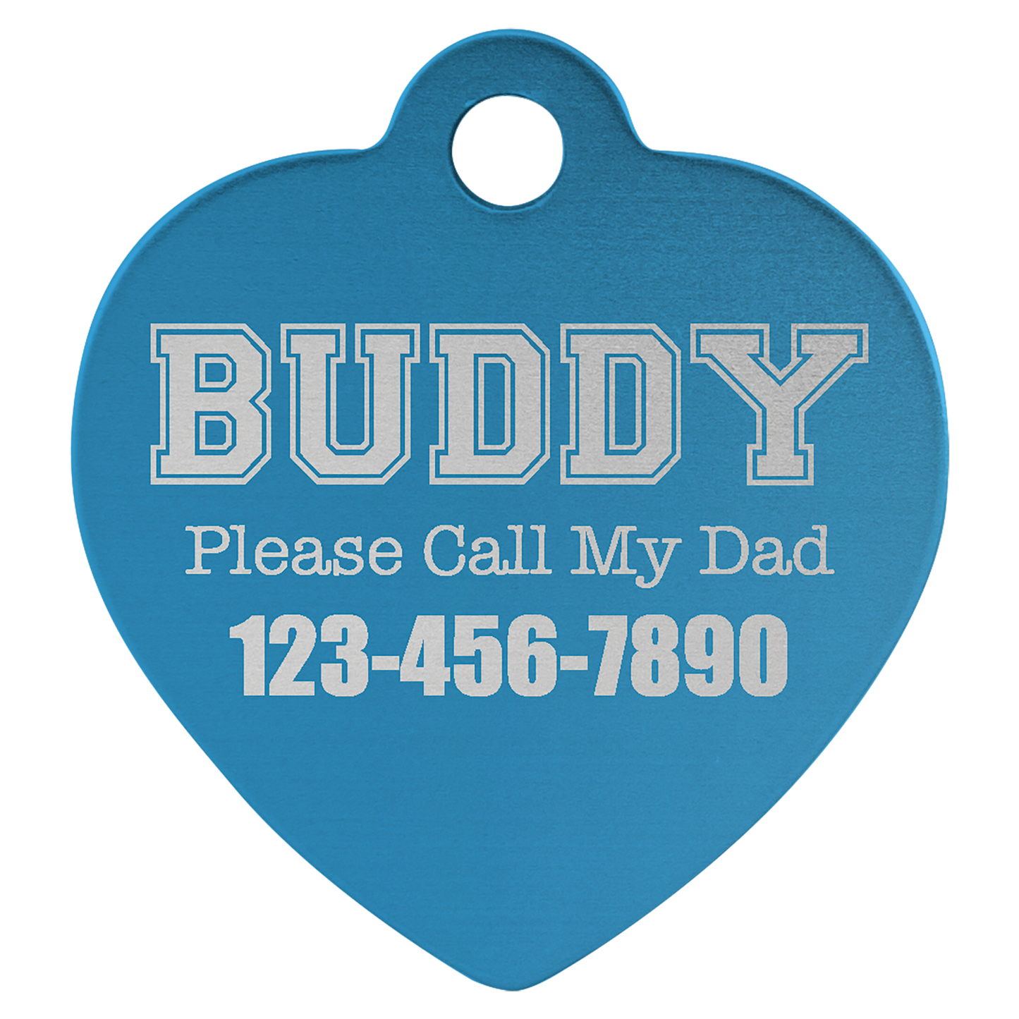 1 1/4" x 1 1/4" Laserable Anodized Aluminum Heart Pet Tag