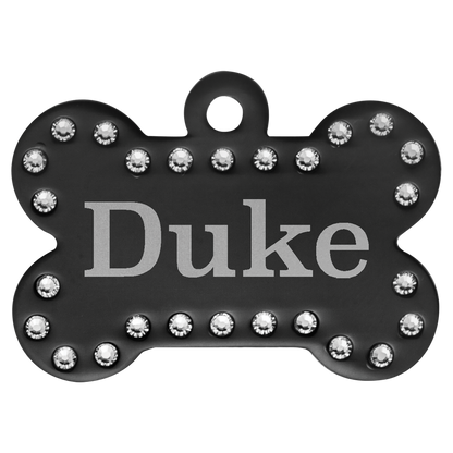 1 1/2" x 1" Laserable Anodized Aluminum Swarovski Bling Bone with Tab