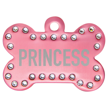 1 1/2" x 1" Laserable Anodized Aluminum Swarovski Bling Bone with Tab